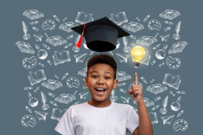 A learner celebrating Success